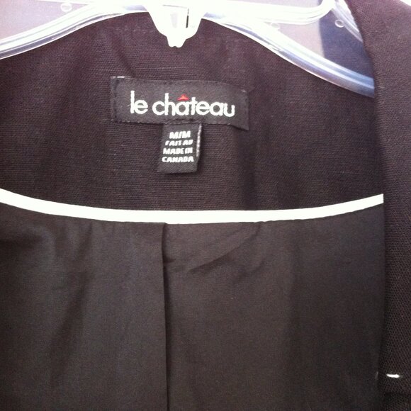 Le Chateau Black Blazer with Notched Lapel and Decorative Stitching - Picture 6 of 11